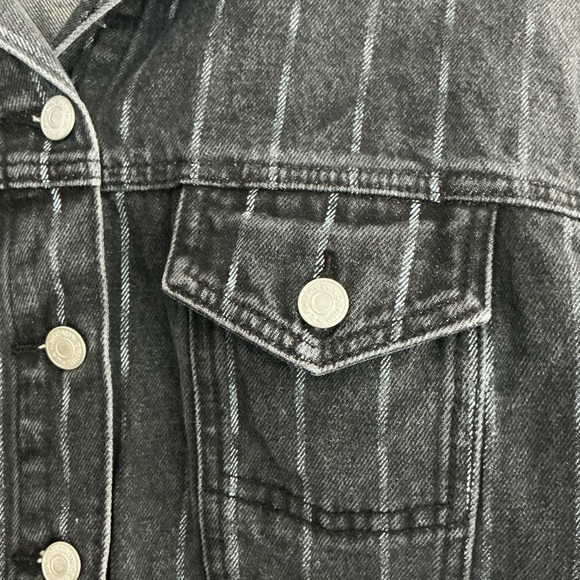 PacSun Cropped Vintage Wash Denim Striped Jacket M/L - Picture 11 of 13